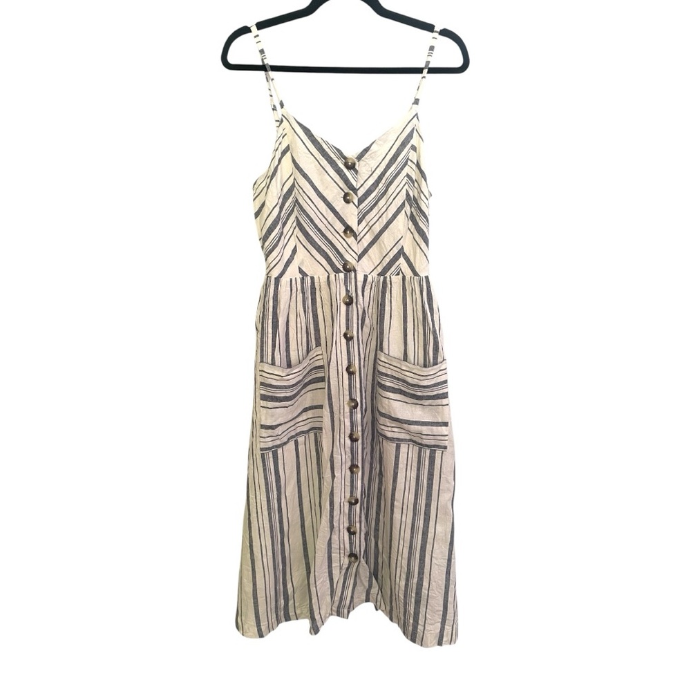 Reitmans Cream Midi Sundress with Pleated Ruffles